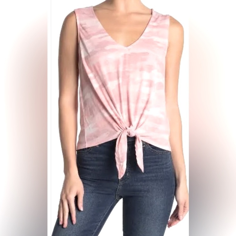 Lucky Brand Pink Camo Sleeveless Tie Front Women's Top Size Medium